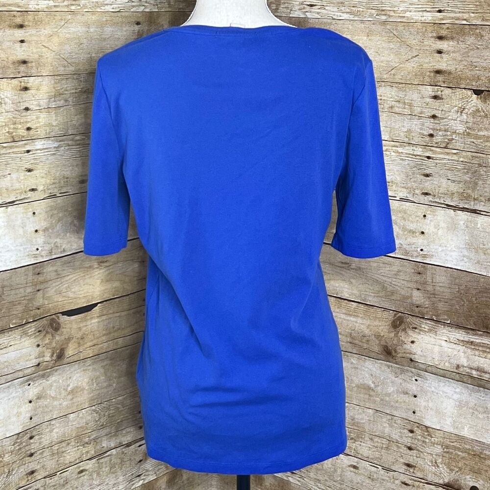 BANANA REPUBLIC SIZE XL BLUE SCOOP NECK TOP BUSINESS CASUAL MINIMALIST MODIST - Picture 2 of 3